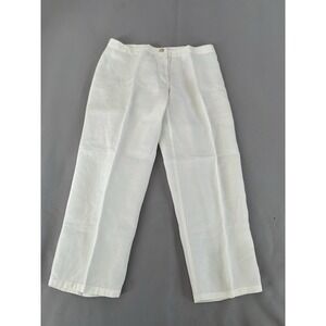 120% Lino Womens Cropped Chino Pants White Button Size 44 (12) Made In Italy
